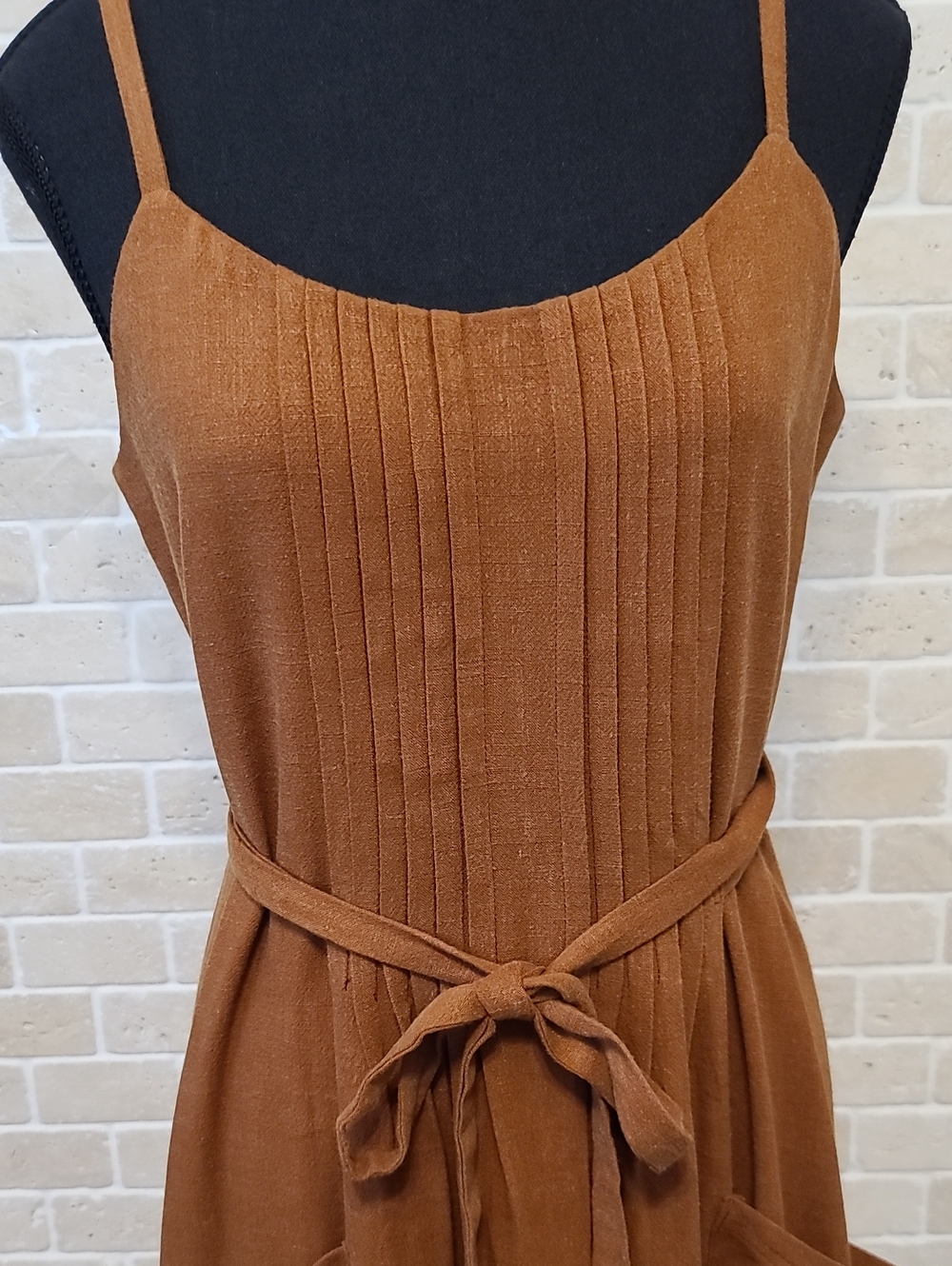 Sleeveless Brown Maxi Dress with Crochet Hem (Sz M)